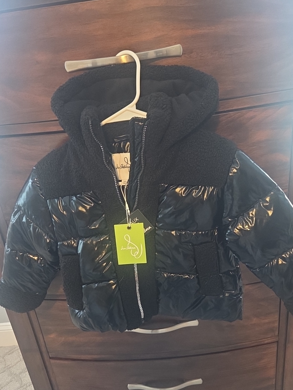 NWT Sam Edelman Kids Black Puffer Jacket with Sherpa Hood